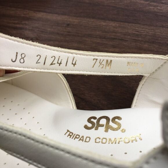 SAS Cross Strap Leather Wedge Sandals White 7.5 - Picture 8 of 8